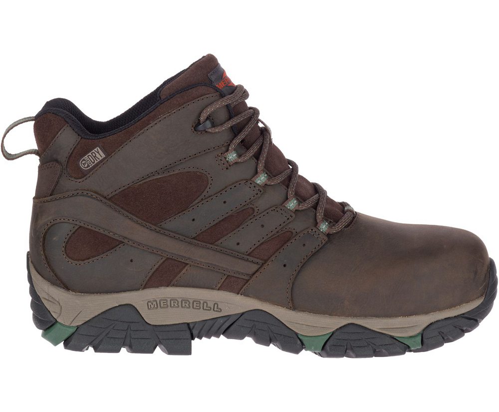 Botas Homem - Merrell Moab Vertex Mid Couro Waterproof Comp Toe Wide Width - Marrom - KMC395128